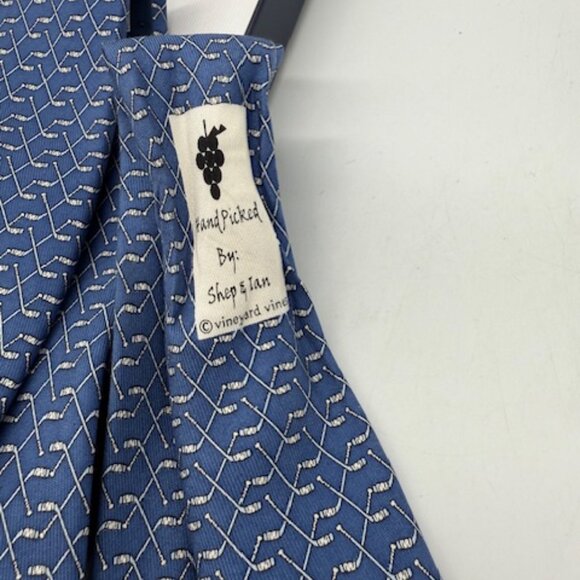 Vineyard Vines Silk Hockey Stick Tie – Blue Pattern – 58” x 3.25” - Picture 4 of 6